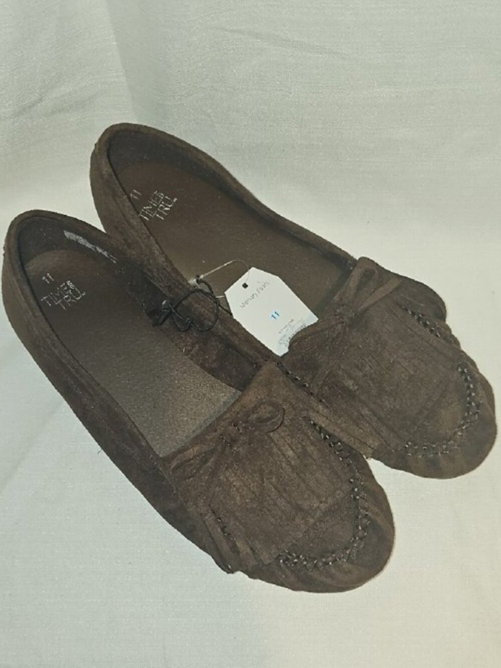 Time and Tru Women's Size 11 Chocolate Fringe Suede Moccasins New